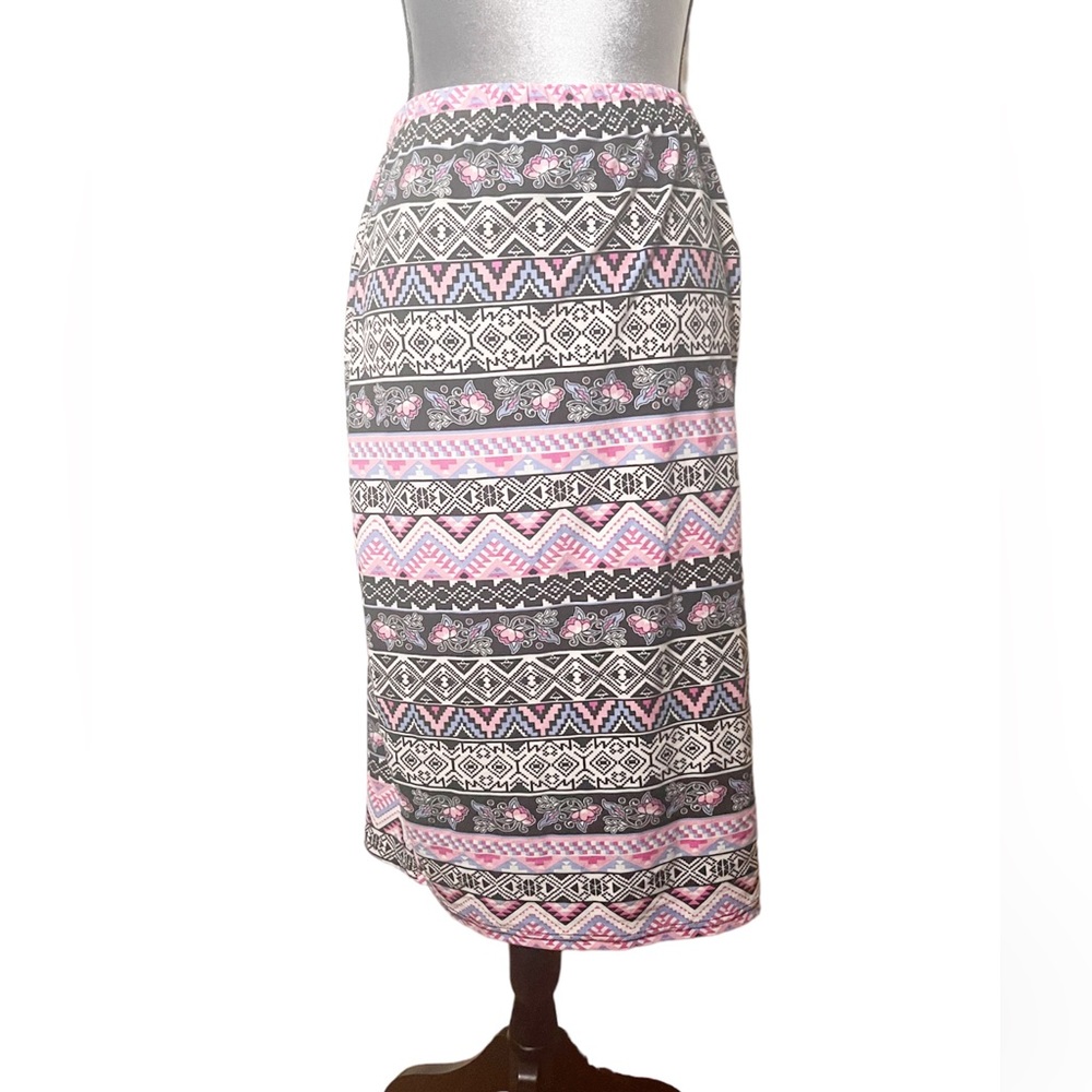 Hot Kiss Aztec Print Midi Pencil Skirt 2X/3X